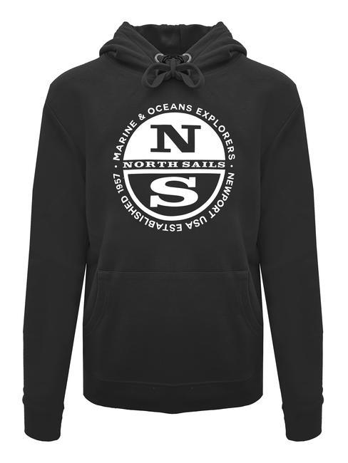 NORTH SAILS Felpa con cappuccio e tasca  noir - Pulls molletonnés