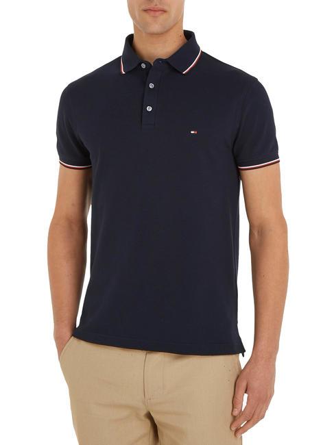 TOMMY HILFIGER 1985 RWB TIPPED T-shirt coupe slim ciel désert - chemise polo