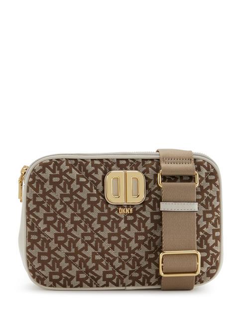 DKNY DELPHINE Sac à bandoulière en tissu et cuir menton/caillou - Sacs pour Femme