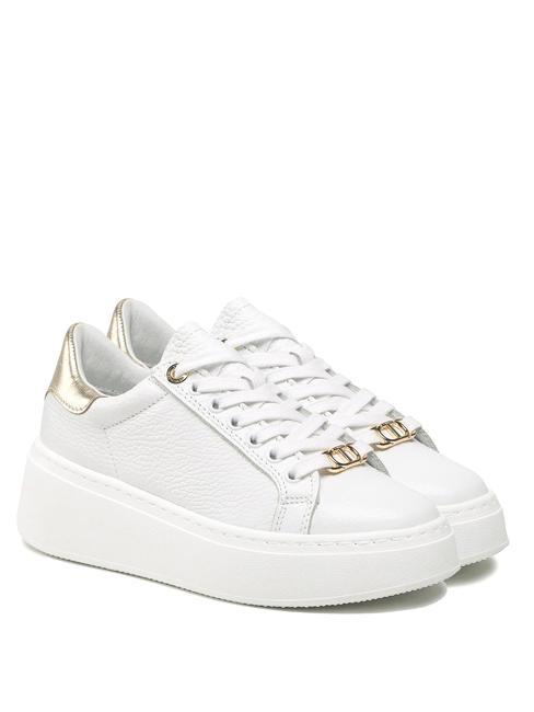TWINSET PLATFORM Basket montante en cuir bic.optique/or - Chaussures Femme