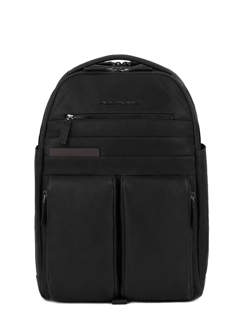 PIQUADRO PAAVO Sac à dos pour ordinateur portable 15,6", en cuir Noir - Sacs à dos pour ordinateur portable