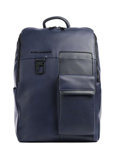 PIQUADRO FINN Sac à dos pour ordinateur portable 14", en cuir bleu - Sacs à dos pour ordinateur portable
