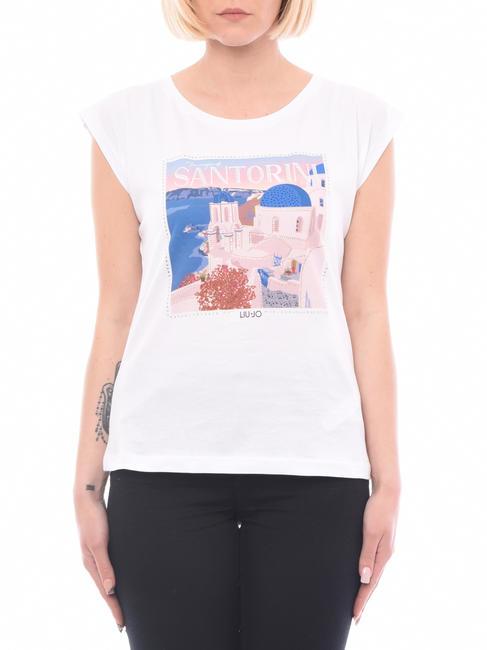 LIUJO MODA CITY PRINT T-shirt en cotton bco santorin - T-shirt