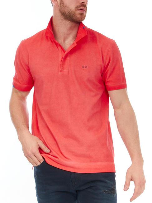 SUN68 SPECIAL DYED EL. Polo en coton stretch rouge - chemise polo
