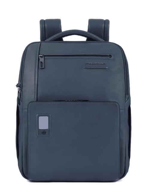 PIQUADRO AKRON Sac à dos en cuir antivol, support pc 15,6" bleu - Sacs à dos pour ordinateur portable