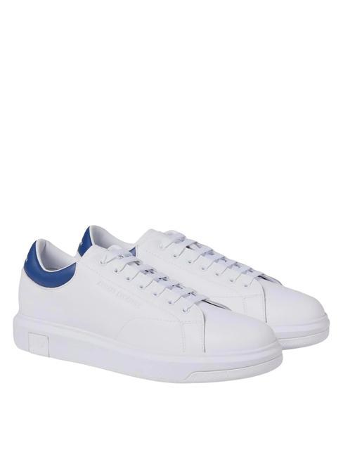 ARMANI EXCHANGE ACTION Baskets en cuir blanc optique + bleu - Chaussures Homme