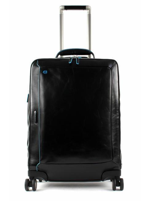 PIQUADRO BLUE SQUARE Chariot à bagages à main en cuir, support PC 15,6" Noir - Valises cabine