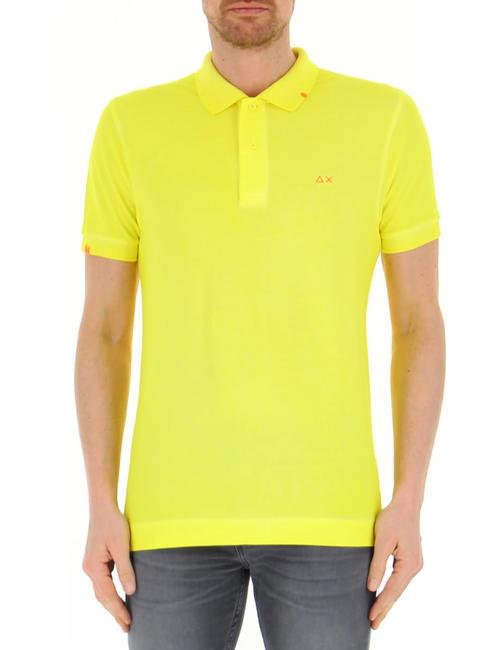 SUN68 SPECIAL DYED EL. Polo en coton stretch jaune fluo - chemise polo