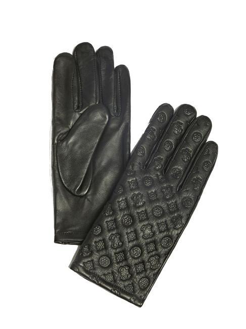 GUESS LOGO EMBOSSED Gants en cuir avec broderie NOIR - Gants