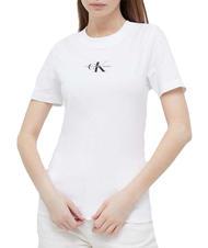 CALVIN KLEIN CK JEANS MONOLOGO T-shirt coupe slim en coton Blanc brillant - T-shirt - 1