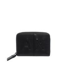 ARMANI EXCHANGE LOGO EMBOSSED Petit portefeuille zipp&eacute; Noir - Portefeuilles Femme - 1