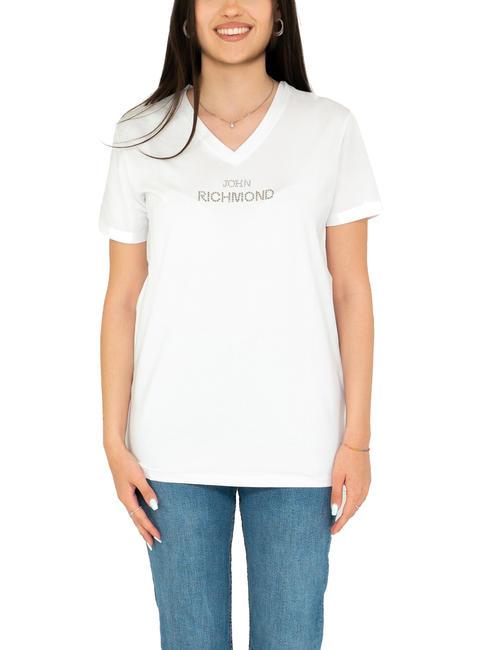 JOHN RICHMOND RONDON T-shirt en coton avec strass blanc - T-shirt