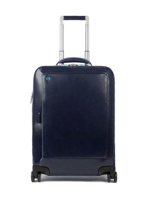 PIQUADRO BLUE SQUARE Chariot à bagages à main en cuir, support PC 15,6" bleu - Valises cabine
