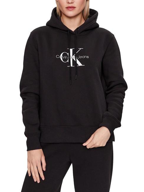 CALVIN KLEIN CK JEANS MONOLOGO REGULAR Sweatshirt à capuche Ck Noir - Sweat-shirts pour femmes