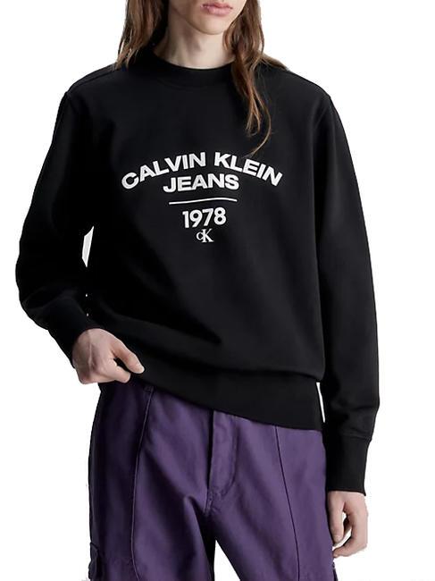 CALVIN KLEIN CK JEANS VARSITY Sweat-shirt à col rond Ck Noir - Pulls molletonnés