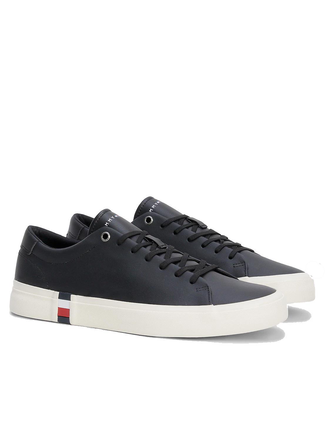 Tommy Hilfiger Corporate Leather Baskets Noir Achetez A Prix Outlet