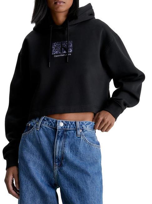 CALVIN KLEIN CK JEANS PRINTED BOX Sweatshirt à capuche Ck Noir - Sweat-shirts pour femmes