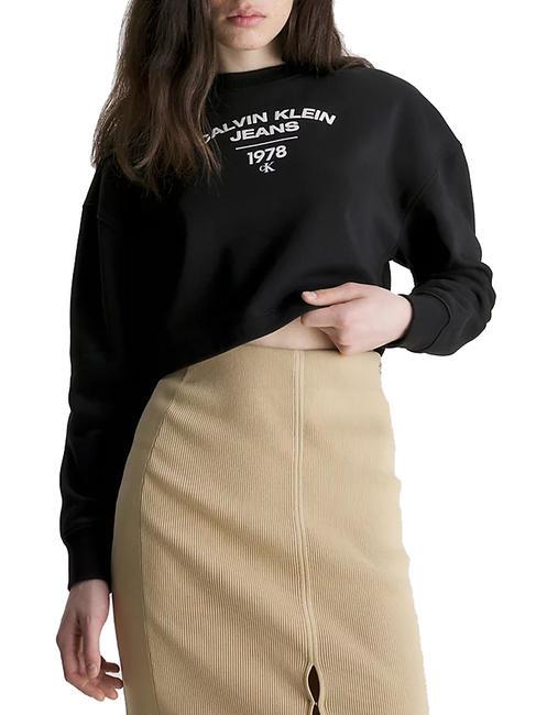 CALVIN KLEIN CK JEANS VARSITY LOGO Sweat-shirt à col rond Ck Noir - Sweat-shirts pour femmes