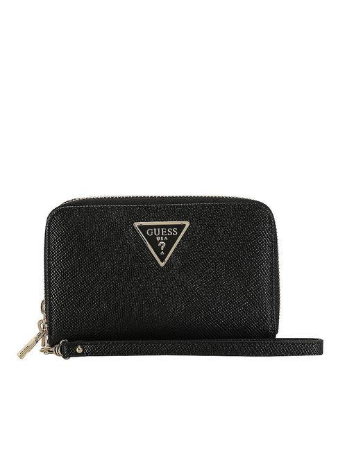 GUESS LAUREL Portefeuille moyen zippé NOIR - Portefeuilles Femme