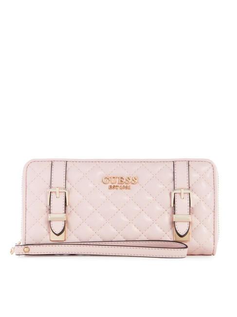 GUESS ADAM Grand portefeuille zippé roses pâles - Portefeuilles Femme