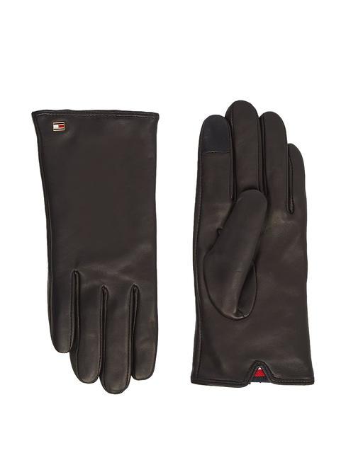 TOMMY HILFIGER ESSENTIAL Des gants de cuir noir - Gants