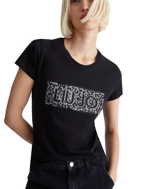 LIUJO MODA T-shirt logo à sequins nero macula liujo - T-shirt