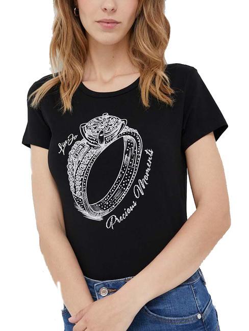 LIUJO RING T-shirt à paillettes porter du noir liujo - T-shirt