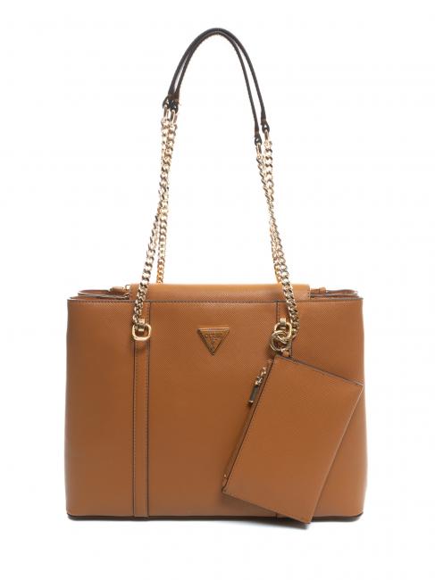 GUESS ECO CRAIG Sac shopping avec poignées en chaîne COGNAC - Sacs pour Femme