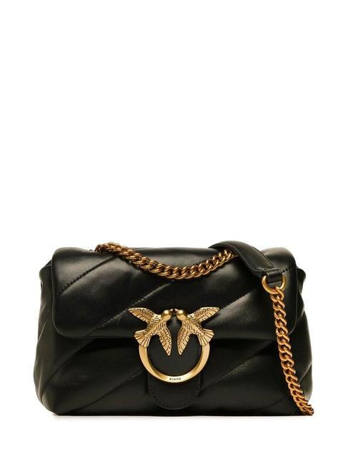 PINKO MINI LOVE BAG Sac en nappa noir-or antique - Sacs pour Femme