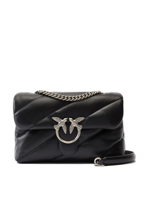 PINKO CLASSIC LOVE PUFF Sac en cuir nappa noir-vieil argent - Sacs pour Femme