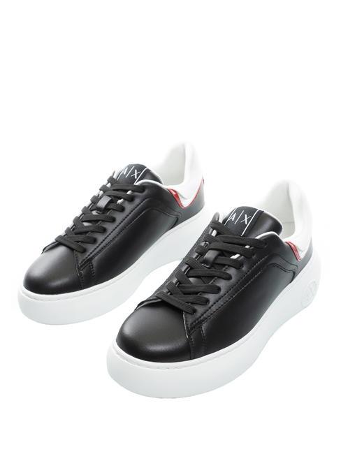 ARMANI EXCHANGE A|X Baskets en cuir noir+rouge+blanc op. - Chaussures Femme