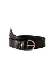 BORBONESE QUARTER Ceinture en cuir &agrave; boucle ronde Noir - Ceintures - 1