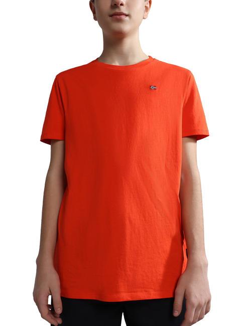 NAPAPIJRI K SALIS SS 2 T-shirt en coton avec micro drapeau cerise rouge r05 - Tee-shirt enfant