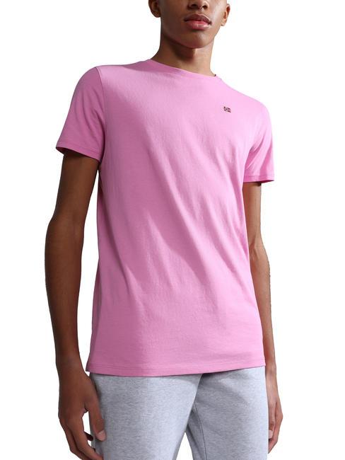 NAPAPIJRI K SALIS SS 2 T-shirt en coton avec micro drapeau cyclame rose p91 - Tee-shirt enfant