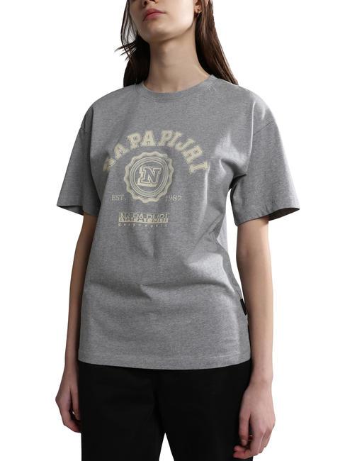 NAPAPIJRI S-MORENO T-shirt en cotton gris moyen chiné - T-shirt