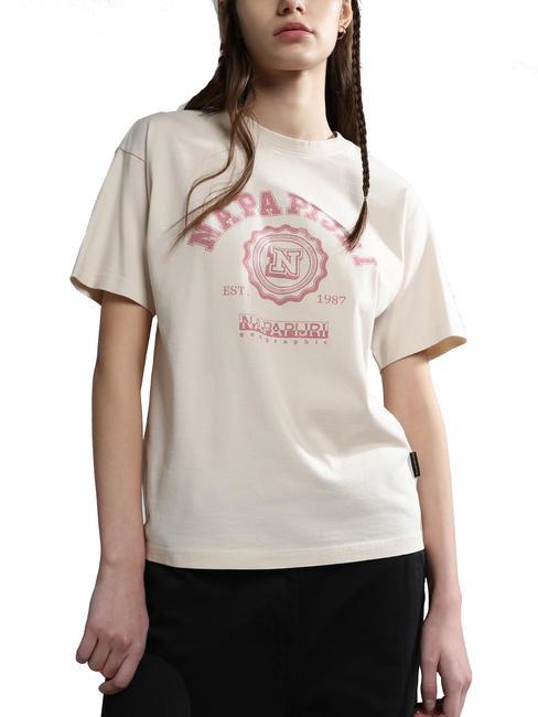 NAPAPIJRI S-MORENO T-shirt en cotton gris bonnet blanc - T-shirt