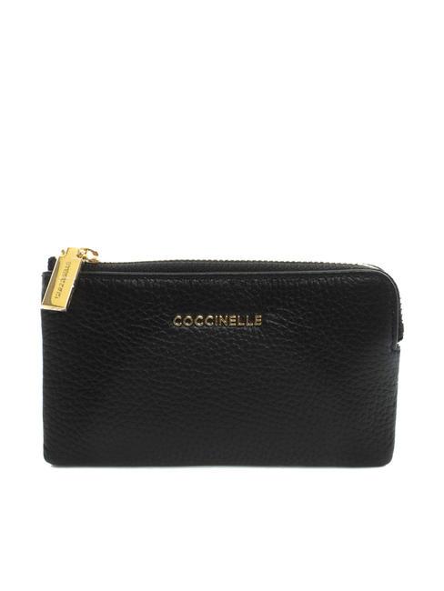 COCCINELLE METALLIC SOFT Porte-monnaie enveloppe Noir - Portefeuilles Femme