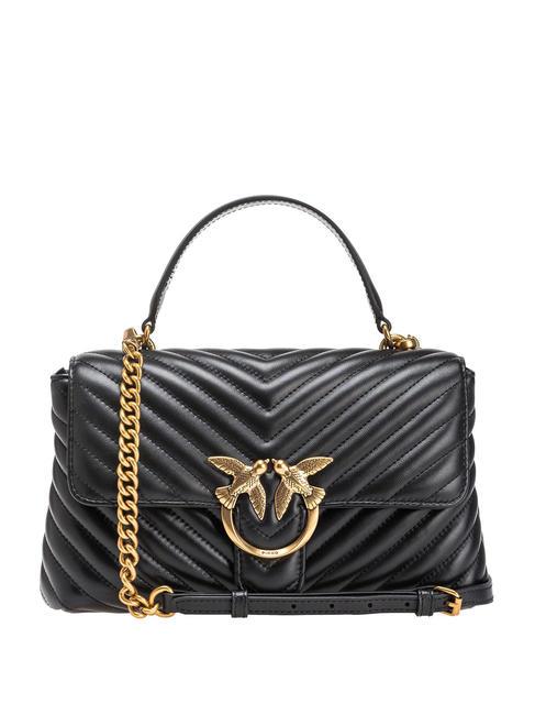 PINKO CLASSIC LADY LOVE BAG sac à chevrons noir-or antique - Sacs pour Femme