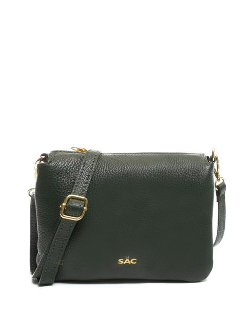 LESAC SIMONA Sac porté épaule en cuir Tris dollar vert foncé - Sacs pour Femme
