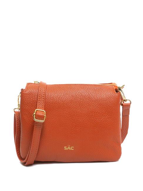 LESAC SIMONA Sac porté épaule en cuir Tris dollar papaye - Sacs pour Femme
