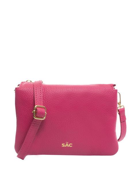 LESAC SIMONA Sac porté épaule en cuir Tris dollar fuchsia - Sacs pour Femme