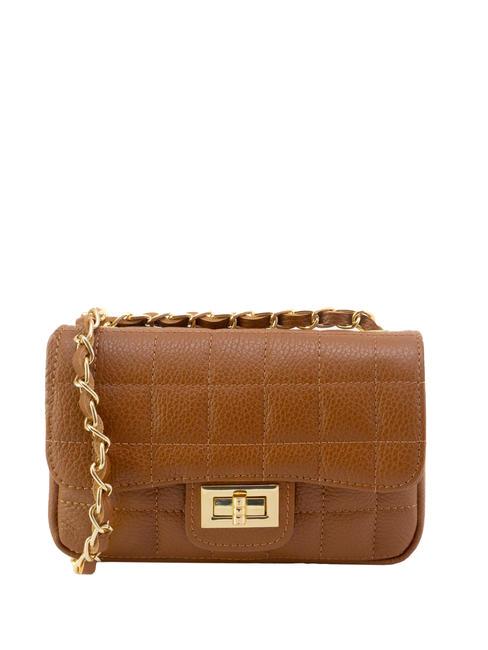 LESAC GIULIA Sac porté épaule à chaîne en cuir Dollar cuir foncé - Sacs pour Femme