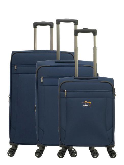 LESAC LIGHT FLY Lot de 3 chariots : cabine, moyen et grand extensible bleu - Ensemble Valises