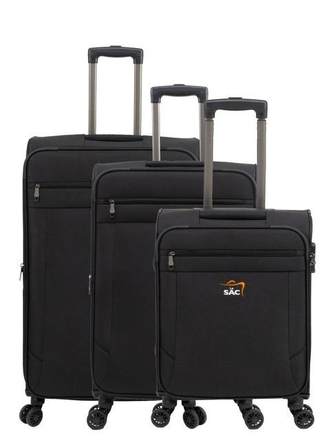 LESAC LIGHT FLY Lot de 3 chariots : cabine, moyen et grand extensible noir - Ensemble Valises