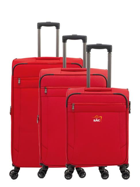 LESAC LIGHT FLY Lot de 3 chariots : cabine, moyen et grand extensible rouge - Ensemble Valises