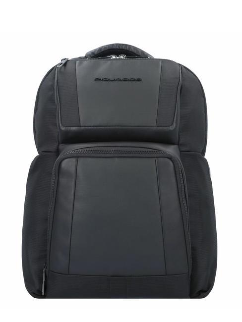 PIQUADRO WALLABY Sac à dos en cuir et tissu, support pc 14" Noir - Sacs à dos pour ordinateur portable