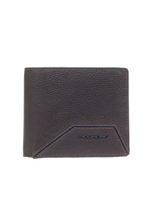 PIQUADRO W118 Portefeuille RFID en cuir, porte-cartes amovible MORO - Portefeuilles Homme