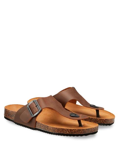 DOCKSTEPS VEGA 2284 Sandale tong en cuir avec boucle marron foncé - Chaussures Homme