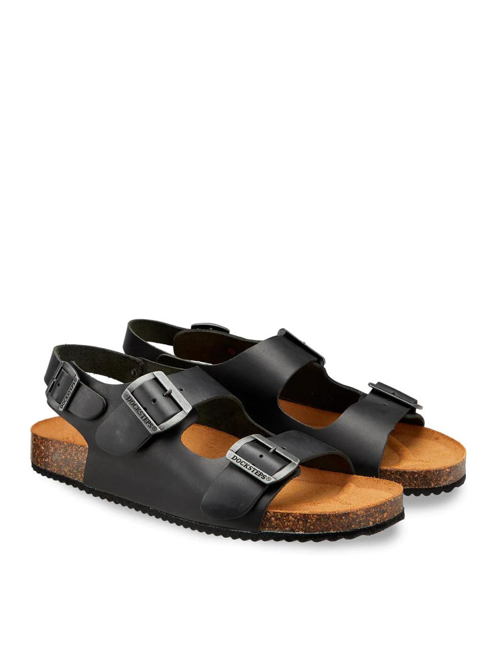 Docksteps Vega 2288 Sandale Franciscaine En Cuir Noir Achetez A Prix Outlet