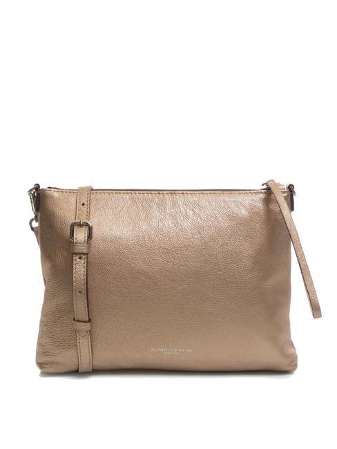 GIANNI CHIARINI METALLIC Pochette en cuir champagne - Sacs pour Femme